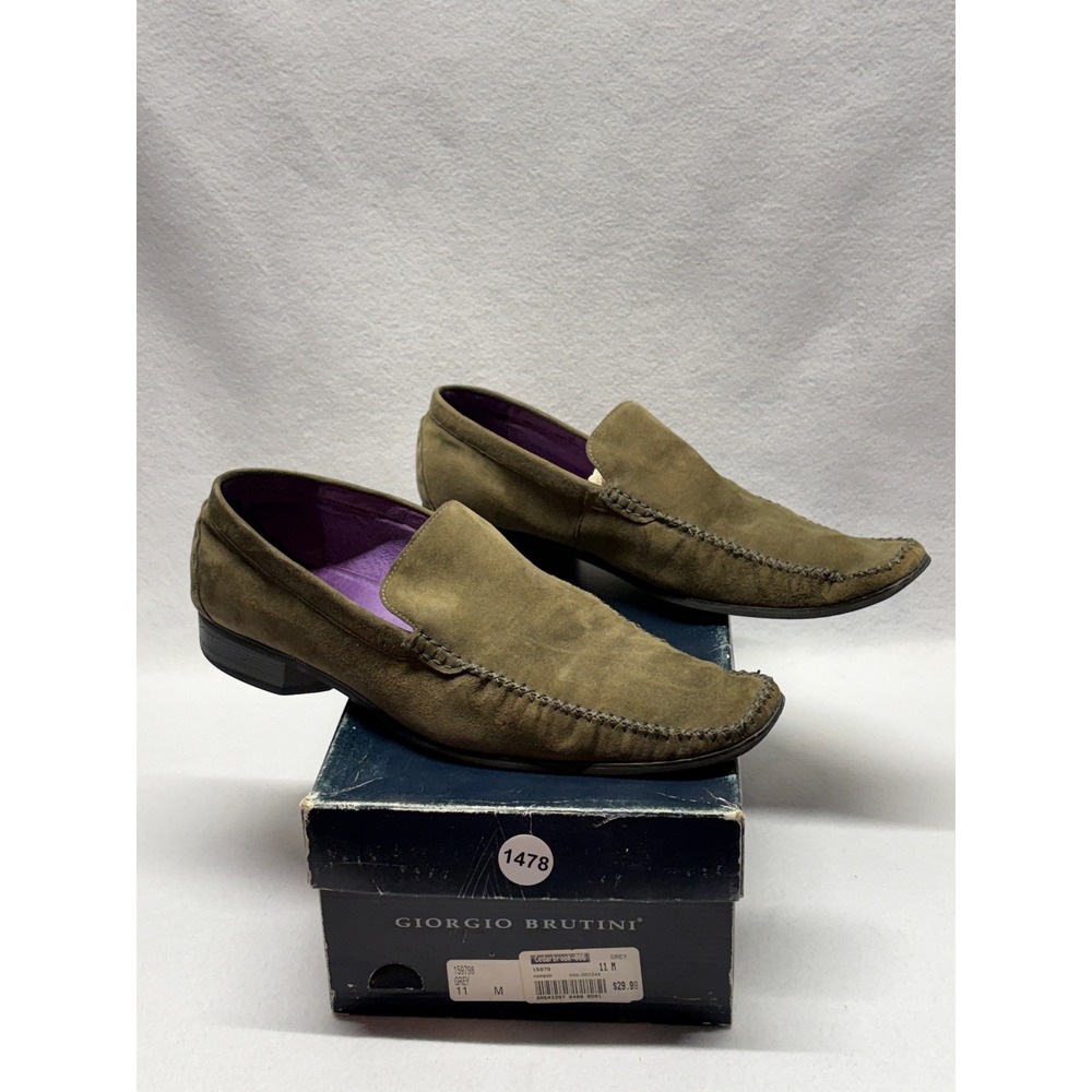 Giorgio Brutini Cedarbrook 159798 Mens Olive Suede Loafers Square Toe Size 11 M